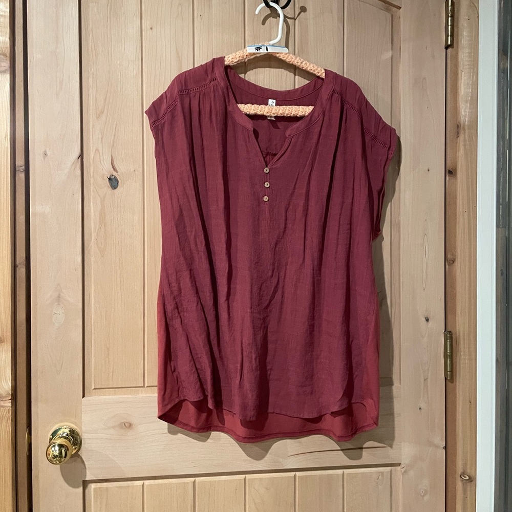 077 Perception 3X Women's Deep Red Blouse